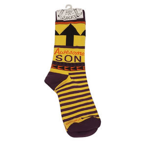 Primitives by Kathy LOL Socks Awesome Son Crew Yellow Black Striped One Size NEW